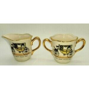 Scroll Arched Caleche Coach Creamer and Sugar Atlas China Co Coach Series